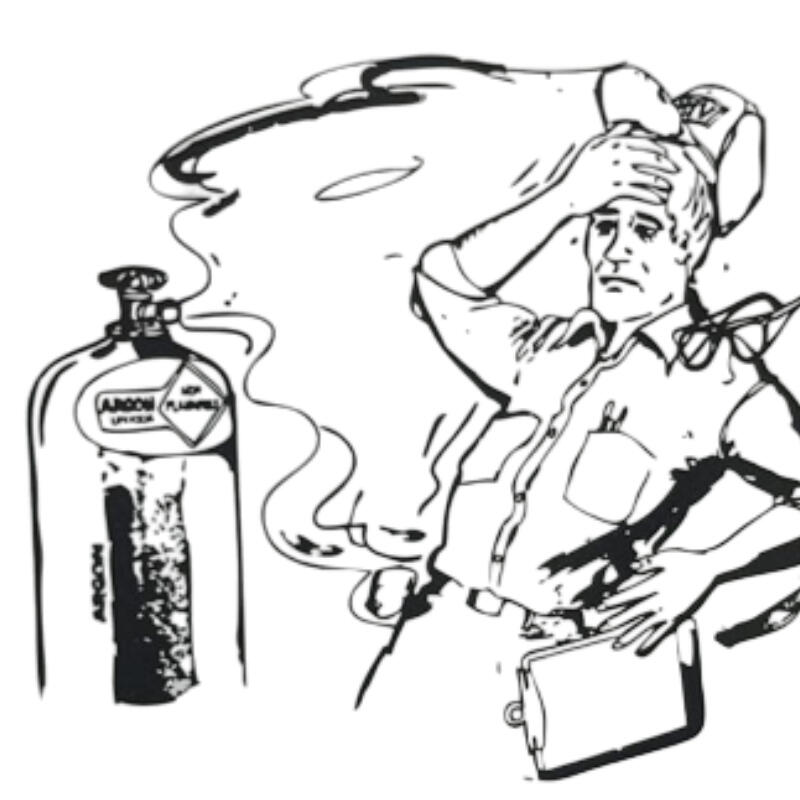 Do not try to enter closed areas that contain argon gas.