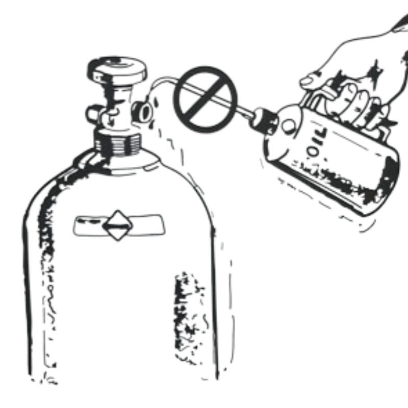 Keep oxygen cylinders away from oils and grease, as they may cause a fire or explosion